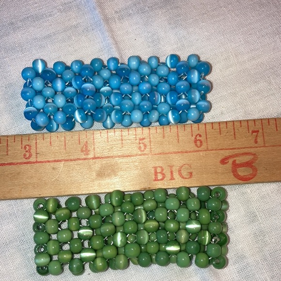 Lot of 2–Beaded stretch bracelets w/cat eye glass beads, lovely colors. $12 - Picture 4 of 5